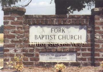 Fork Baptist sign, from photo by Cheryl Crowder  2000