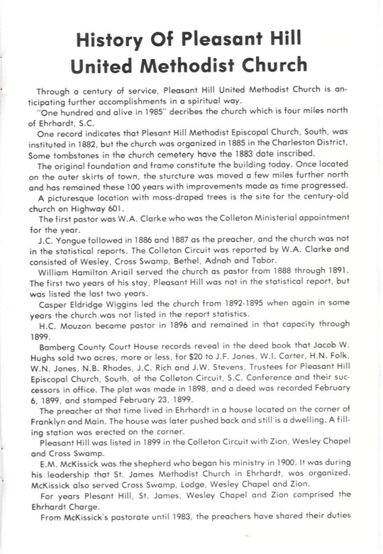 Pleasant Hill UMC Booklet Page 1
